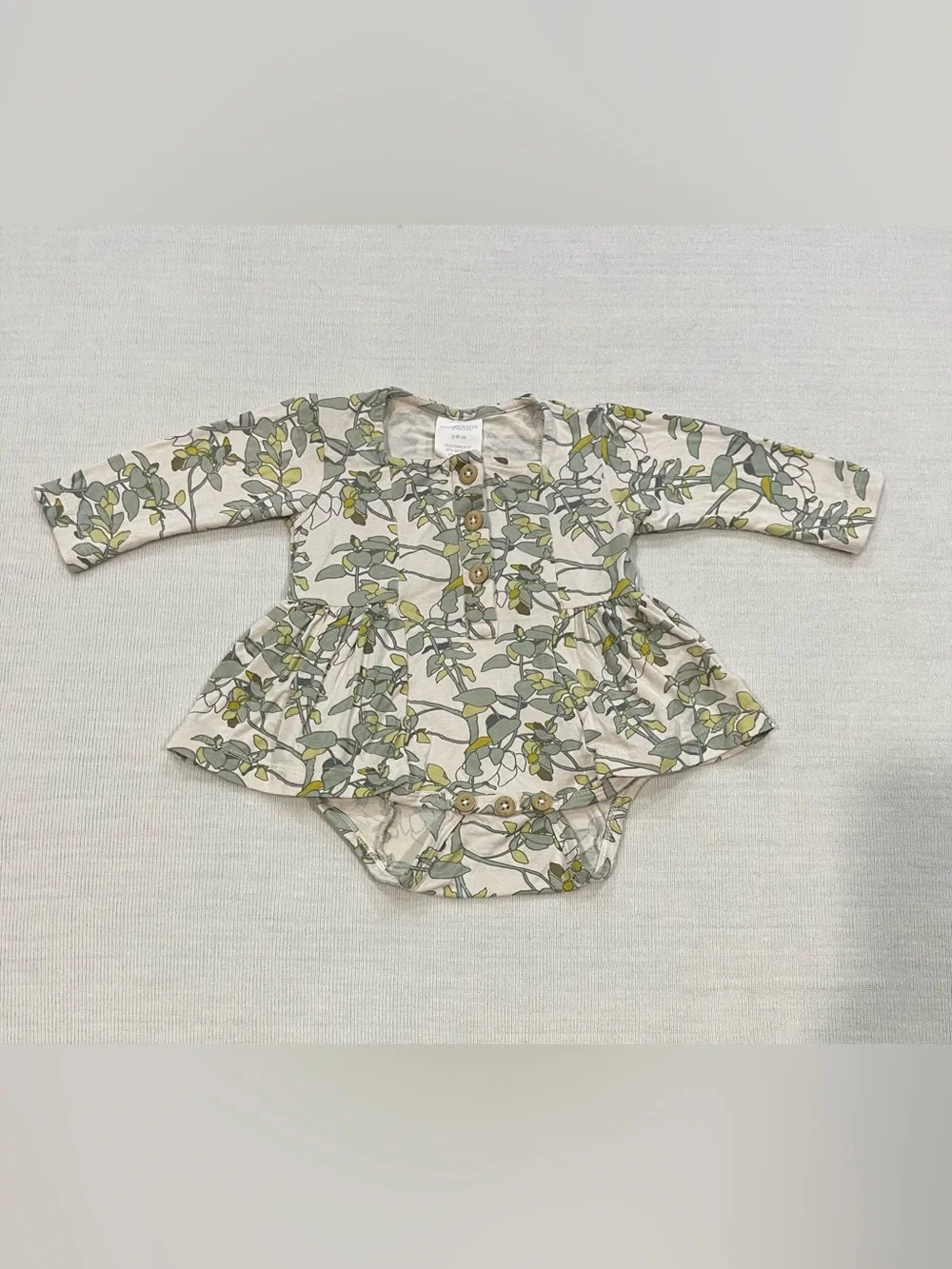 Kate Quinn Long Sleeve Ballerina Bubble Romper - The Woods Green Leaf Size 3-6M